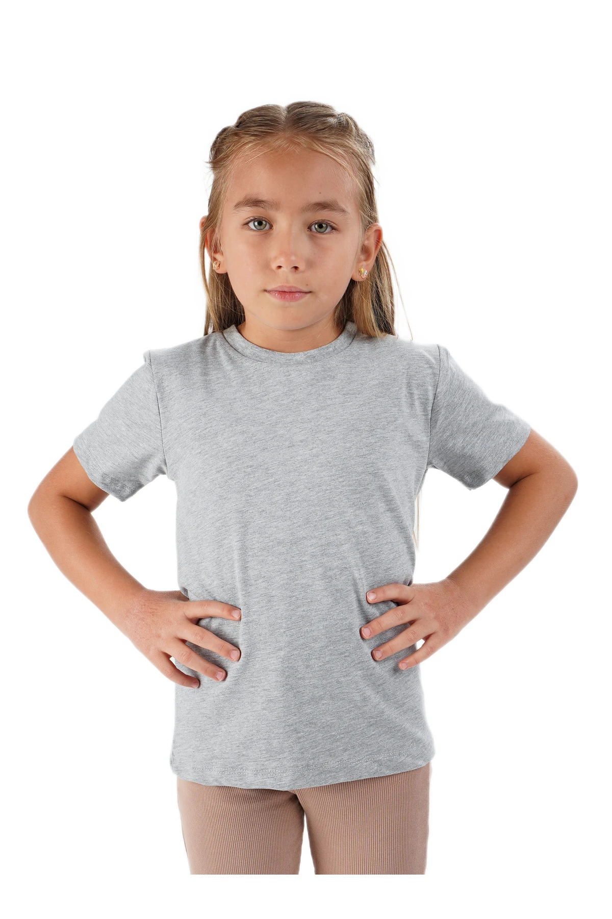 Unisex Kız Erkek Çocuk Badi Beyaz Kısakol Bisiklet Yaka Beyaz Tişört