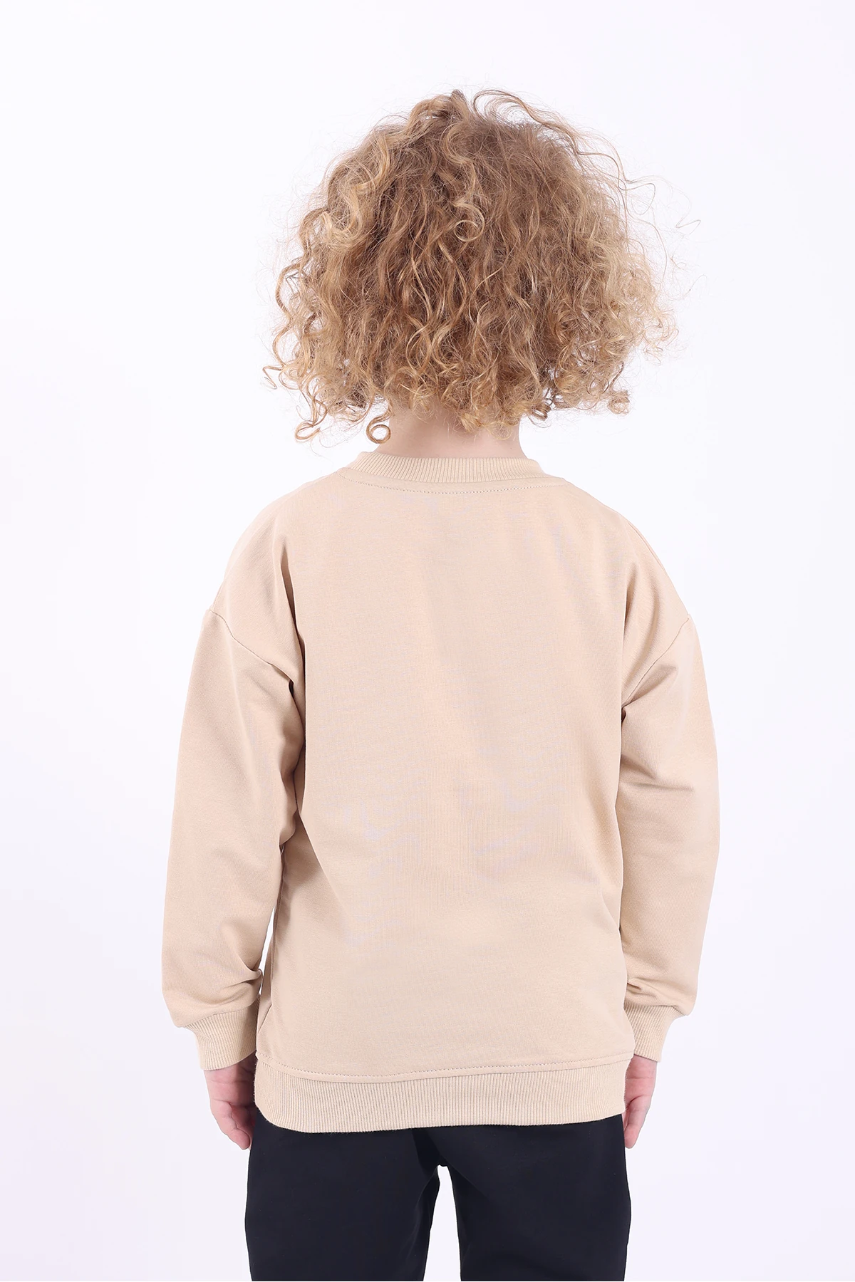 Oversize Basic  Mevsimlik Bej Çocuk Sweatshirt