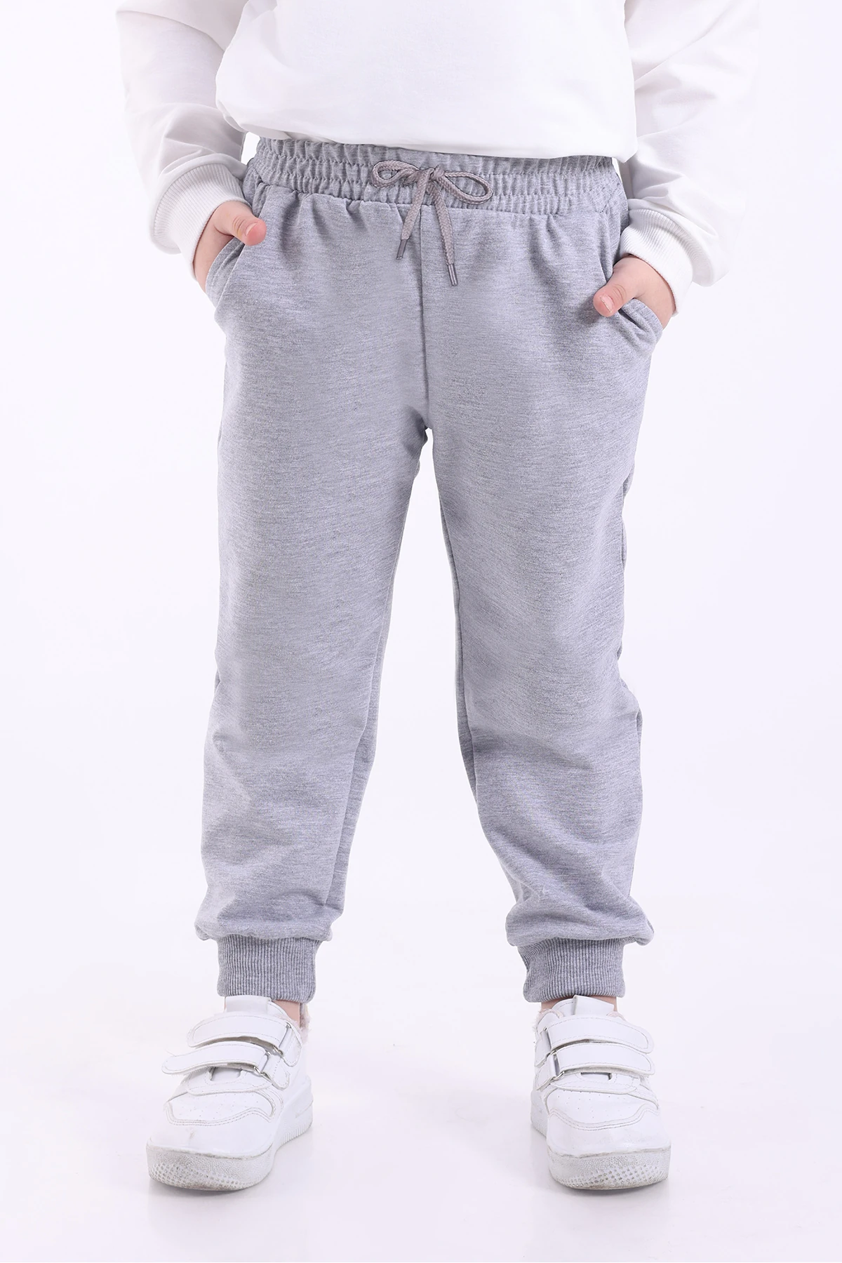 2 iplik Erkek Çocuk Cepli Gri Eşofman Altı (Şardonsuz) - gri