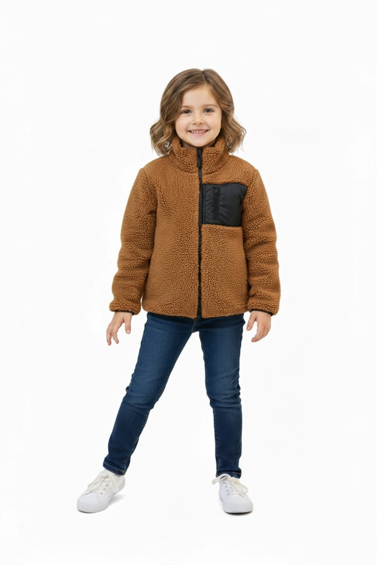 WELSOFT PELUŞ FERMUARLI KIŞLIK KIZ VE ERKEK ÇOCUK YELEK HIRKA (TAM KALIP )