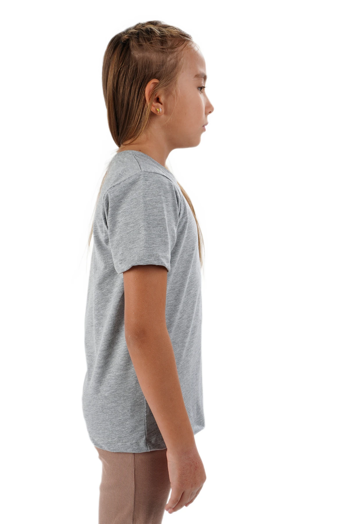 Unisex Kız Erkek Çocuk Badi Beyaz Kısakol Bisiklet Yaka Beyaz Tişört