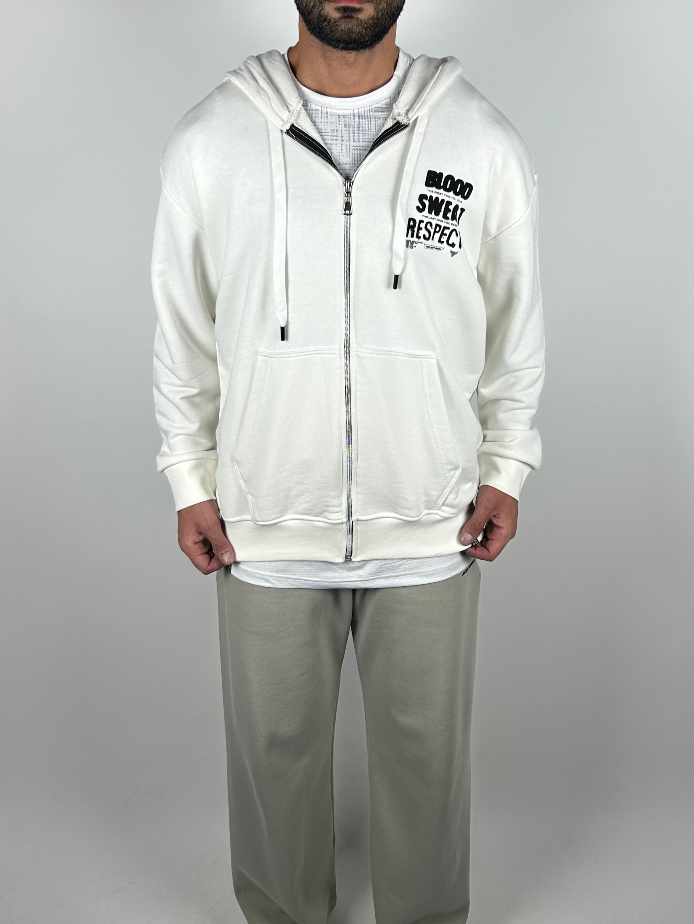 Full Zip Betafo Oversize Hoodie Cotton Sweatshirt  |  3313