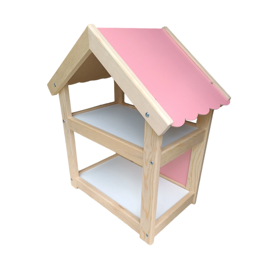 Montessori Ahşap 2 Katlı Oyuncak Bebek Evi