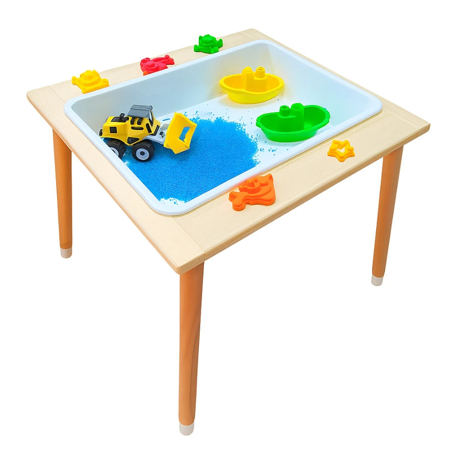 Ahşap Kum ve Su Masası / Duyu Masası – Montessori Oyun Masası