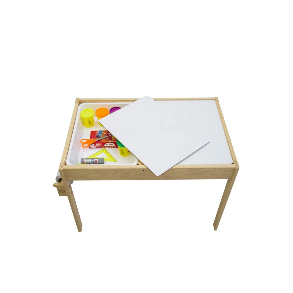 Ahşap Duyu Masası Yaz Sil Yüzey Rulo Kağıtlı