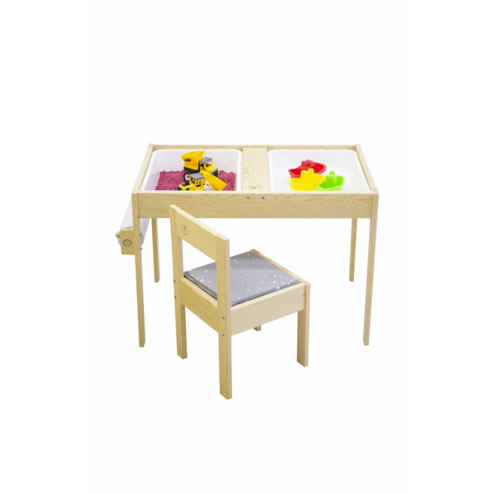 Ahşap Duyu Masası Yaz Sil Yüzey 1 Sandalyeli