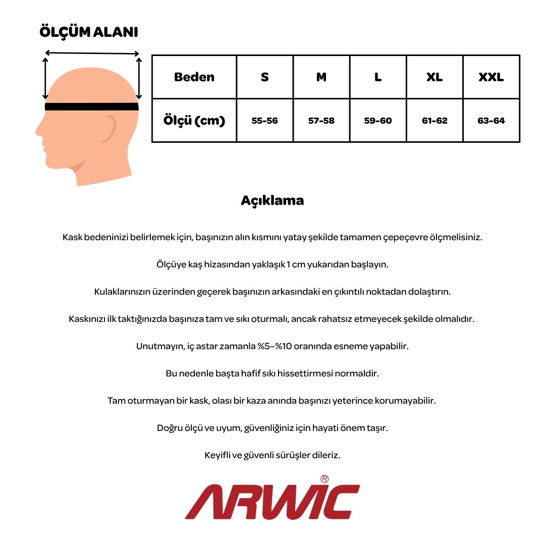 Arwic Mat Kapalı (Full Face) Motosiklet Kaskı – AR939