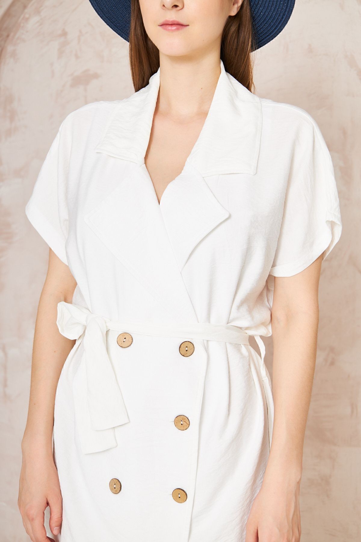 Kadın Keten Beyaz Oversize Geniş Kesim /salaş /uzun Kısa Kollu Yazlık Ceket Elbise 3162400
