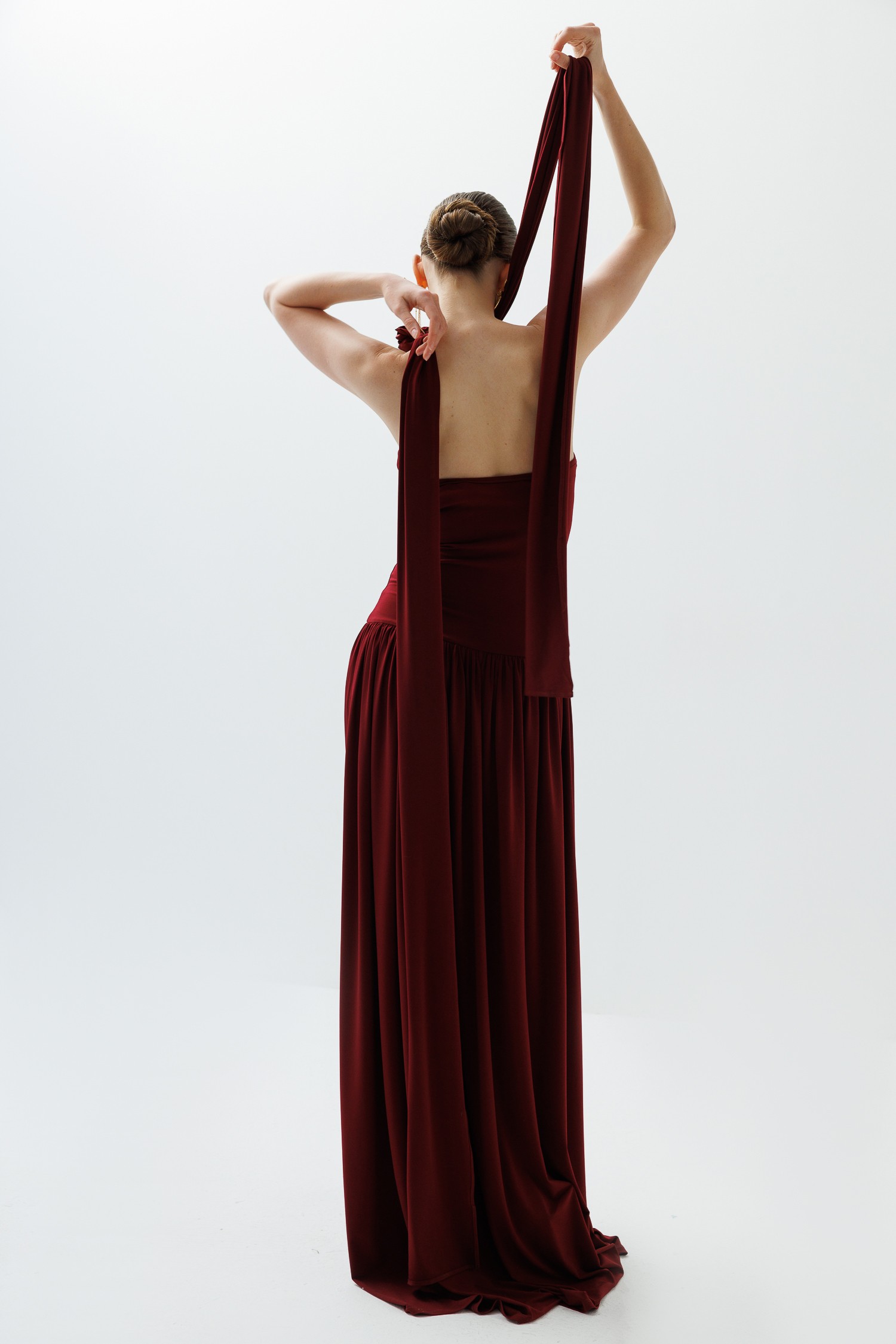 Bordo Straplez Elbise