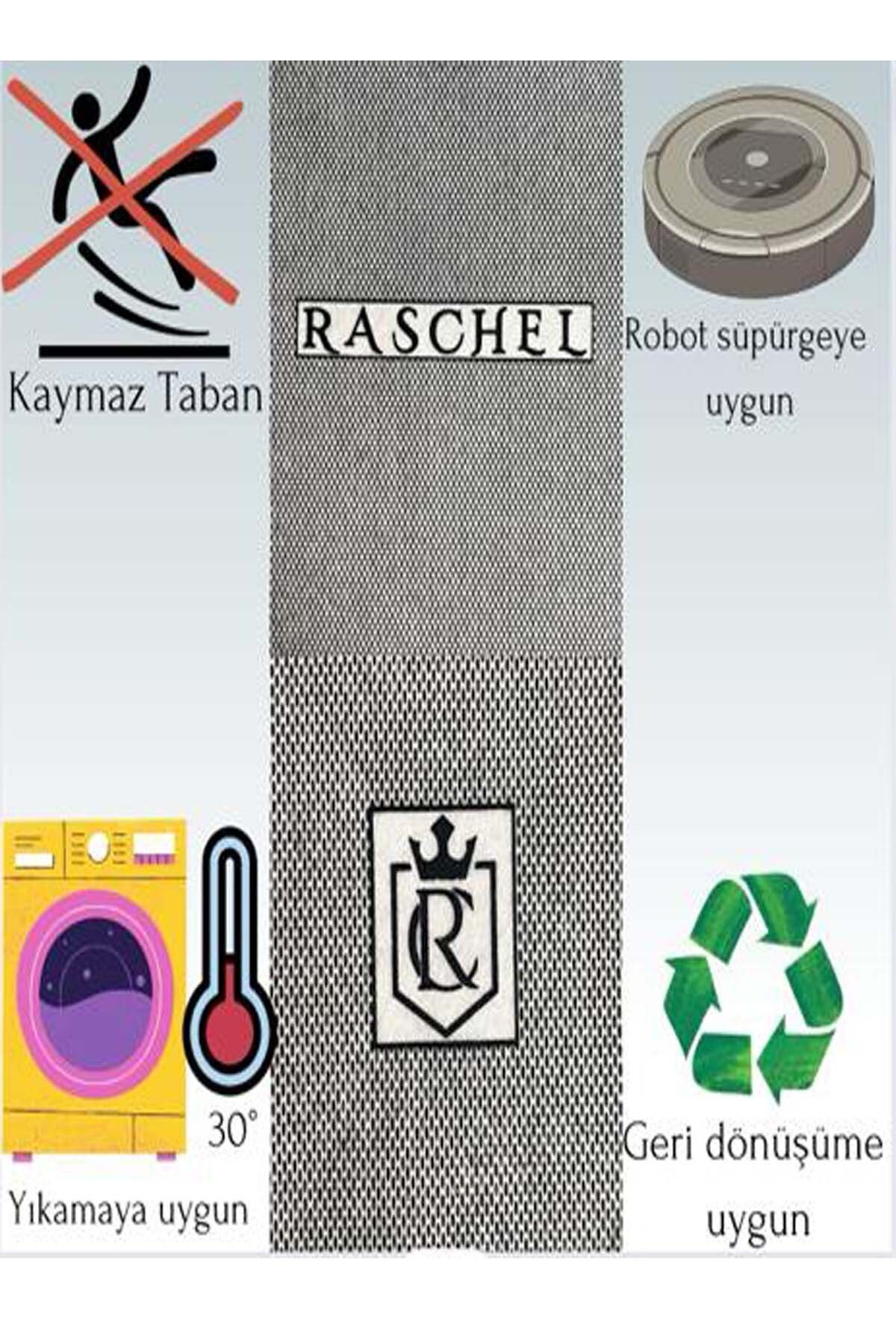 Beyaz Lüks Raschel Taban Yıkanabilir Kaymaz Taban Yuvarlak Peluş Halı Yolluk