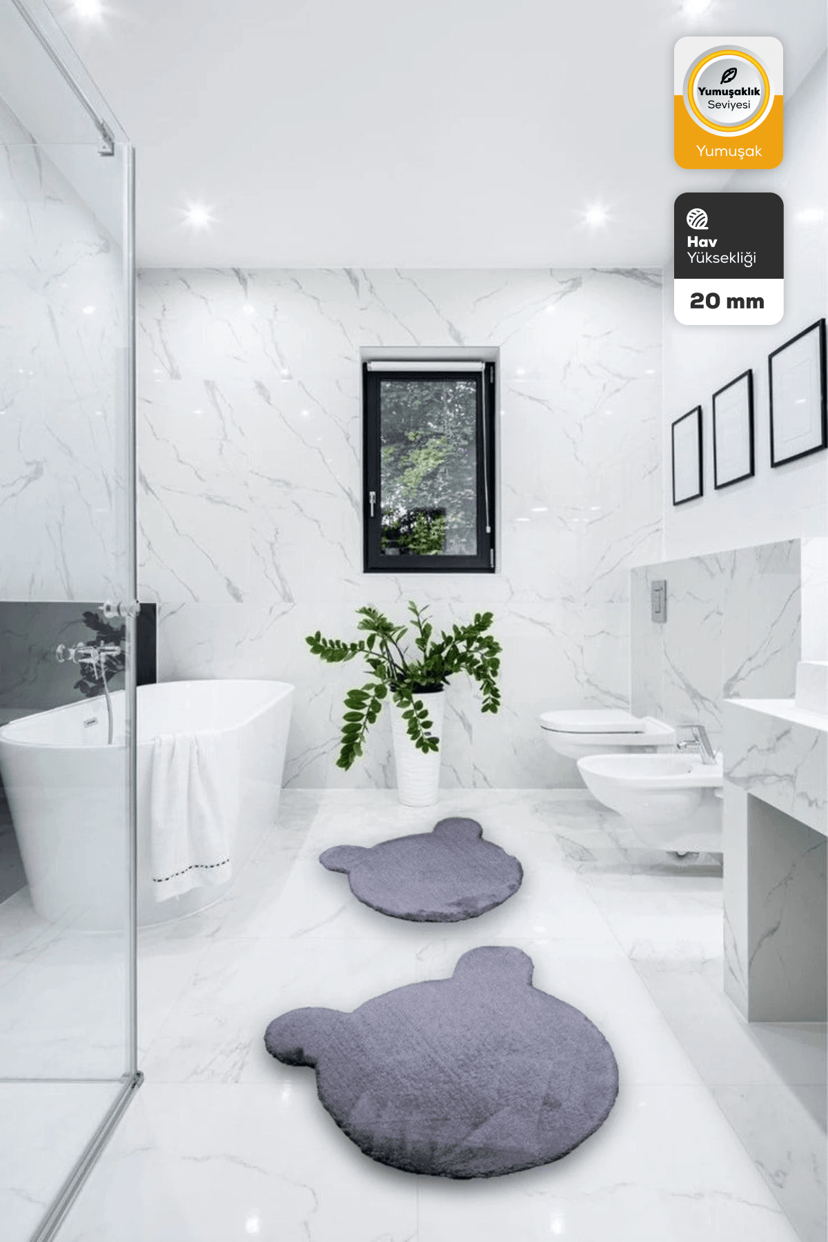 Halı Sevimli Ayı Banyo Paspası 2 ' li 2'li Banyo Halısı 50x50 ve 75x75
