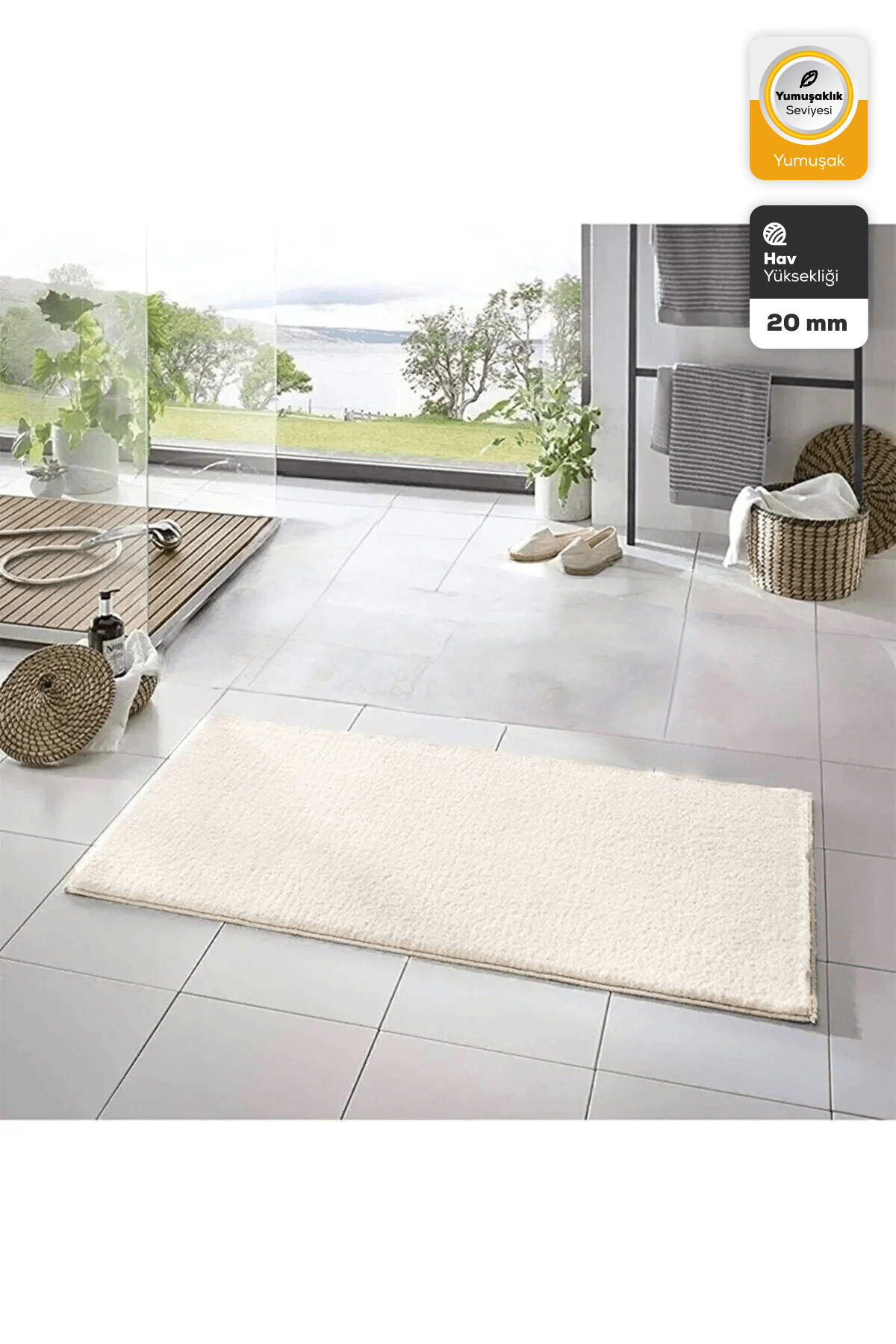 Banyo Paspası 1 Adet 50x80 Peluş Kaymaz Taban Yıkanabilir Banyo Halı Banyo Paspası
