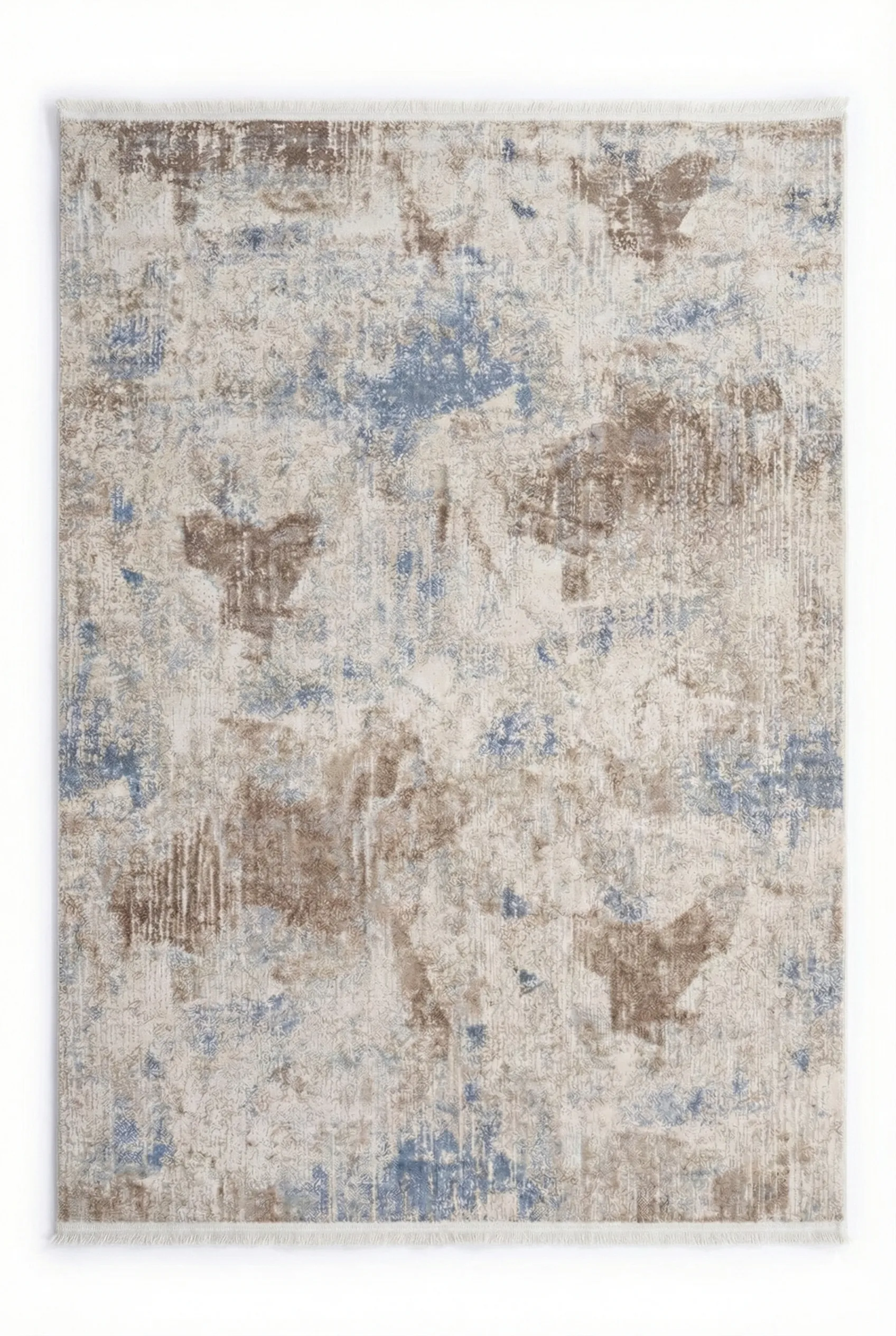 Premium Seri Kahve-Mavi Akrilik Jüt Taban Doğal Halı Yolluk Oturma Odası Halı Salon Halısı 1735A