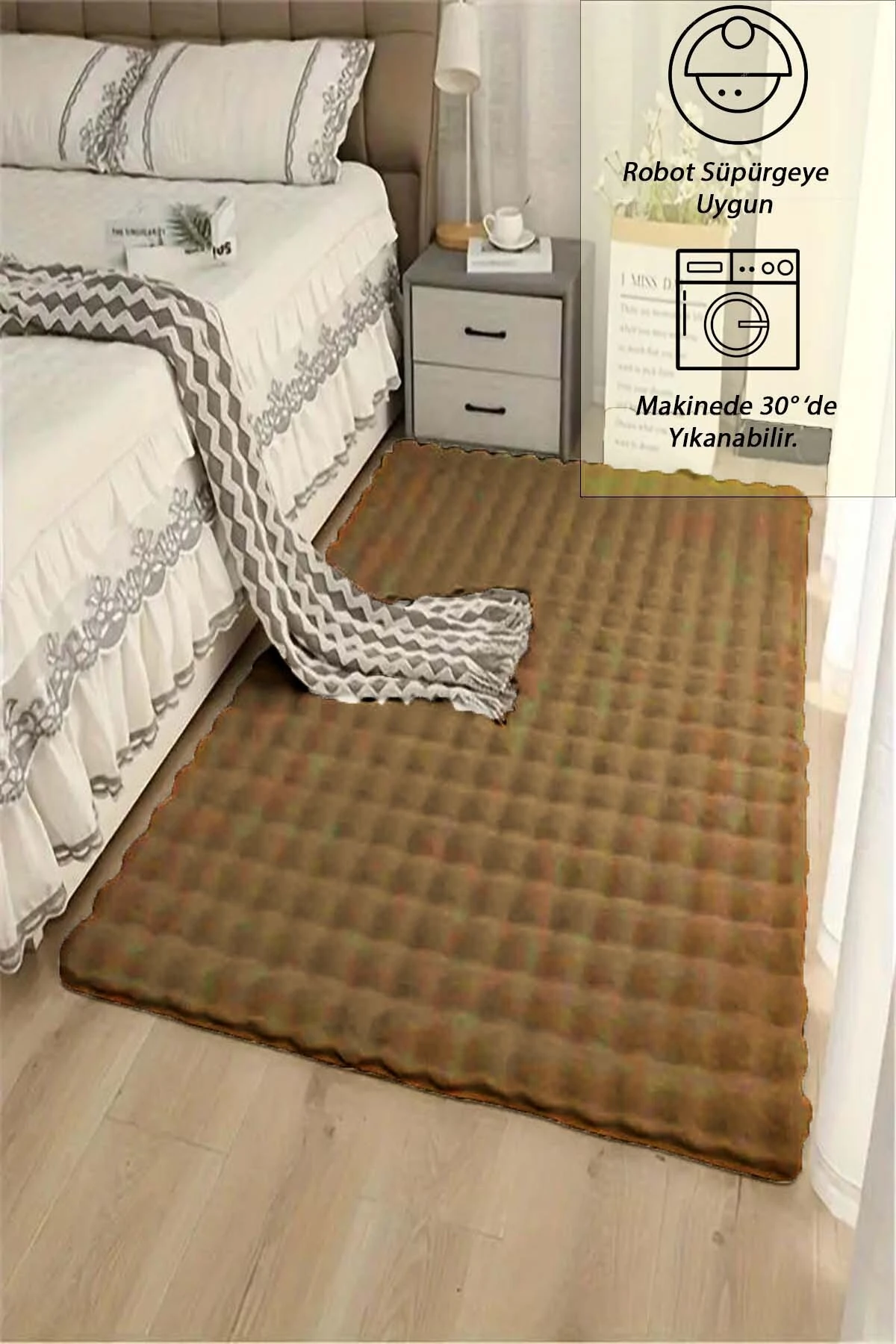 Eco Vizon Yumuşak Kesme Yolluk Kaymaz Taban Yumuşak Peluş Halı