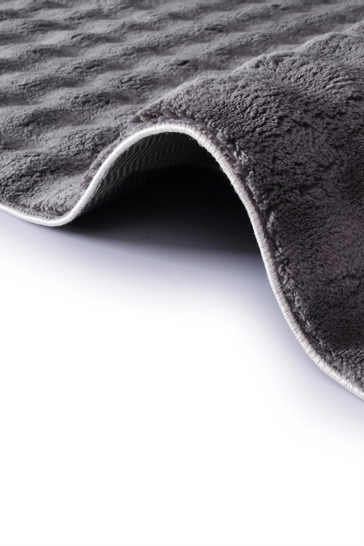 Antrasit Bubble Yumuşak  Kaymaz Özel Taban Peluş Halı Yolluk