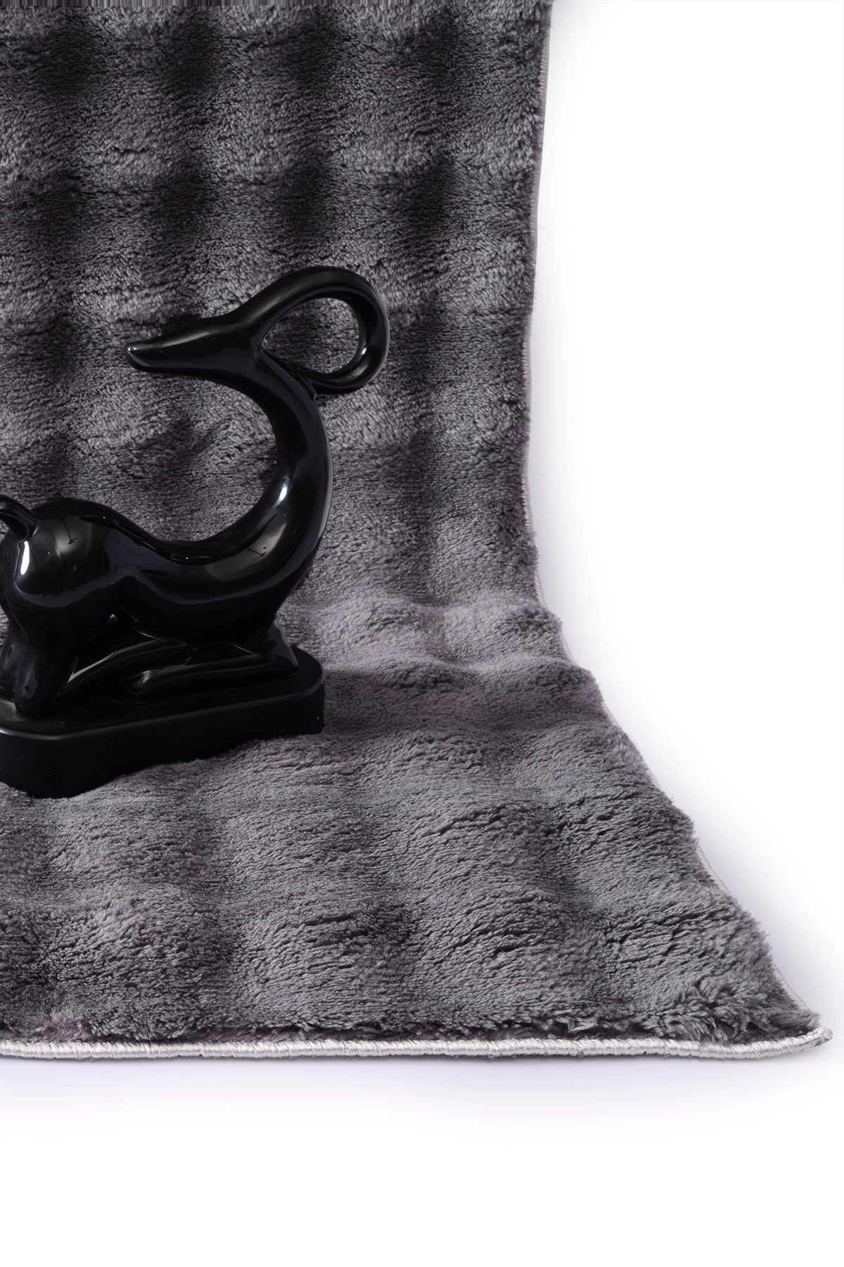 Antrasit Bubble Yumuşak  Kaymaz Özel Taban Peluş Halı Yolluk