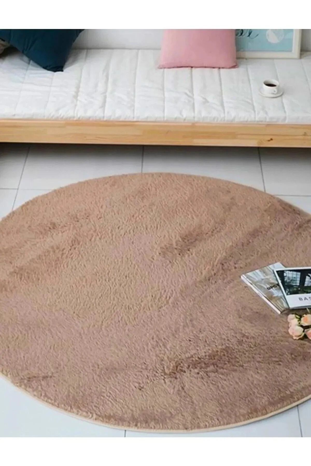 Sürpriz Ev Tekstil Yuvarlak Vizon Post Peluş Yıkanabilir Halı