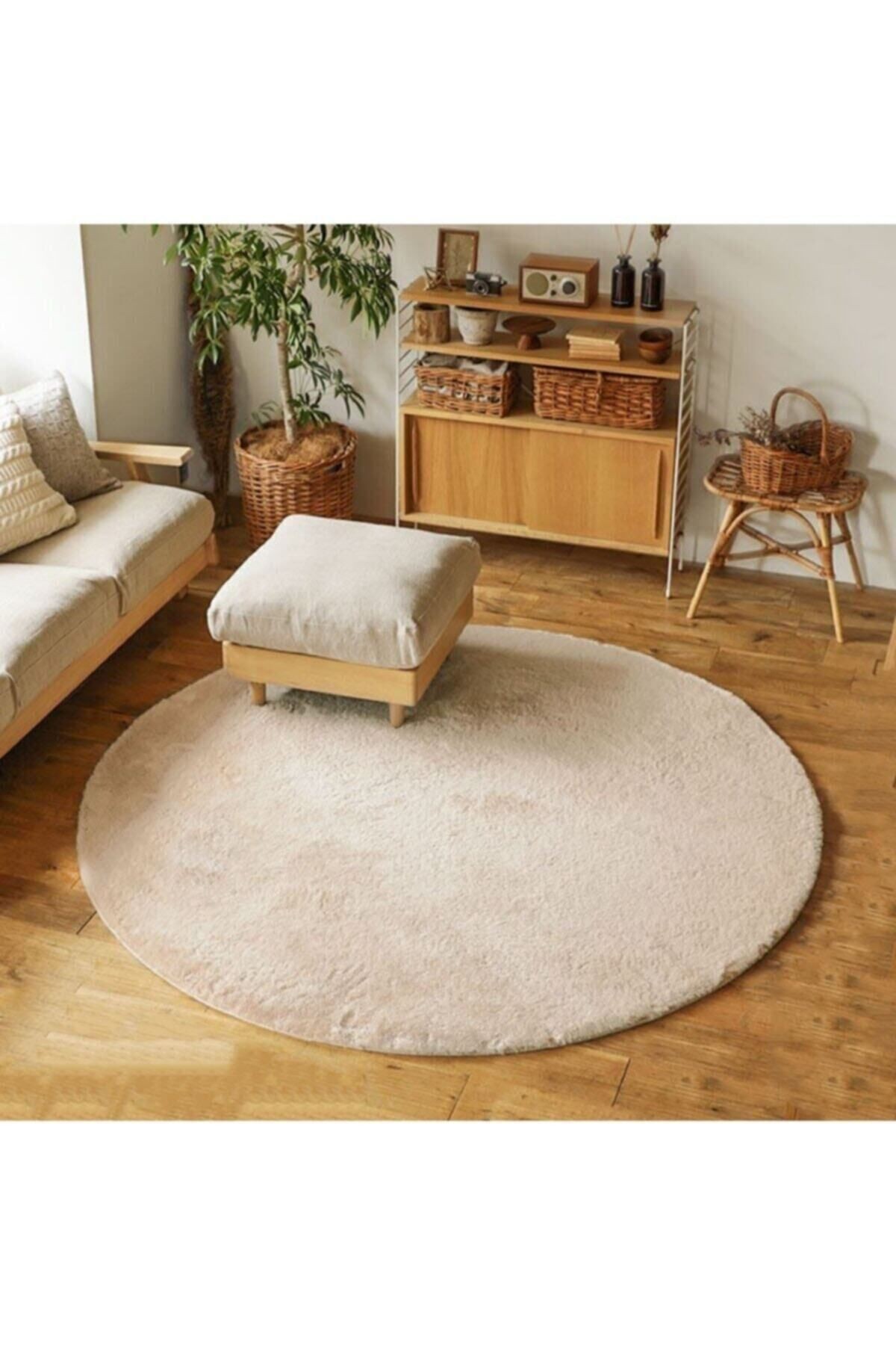 Sürpriz Ev Tekstil Yuvarlak Vizon Post Peluş Yıkanabilir Halı