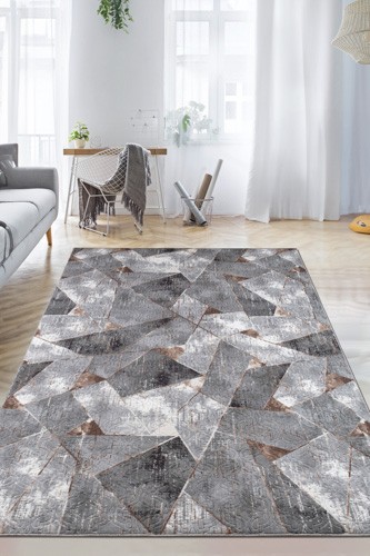 Gri Baklava Desenli Emboss Çökme Kalın Yumuşak Kaymaz Özel Taban Halı Yolluk