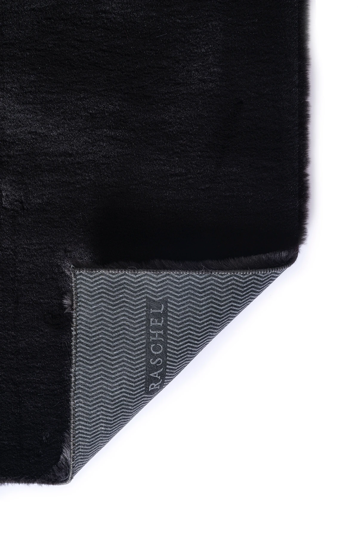 Siyah Tavşan Tüyü Yumuşak Kaymaz Özel Taban Peluş Halı Yolluk