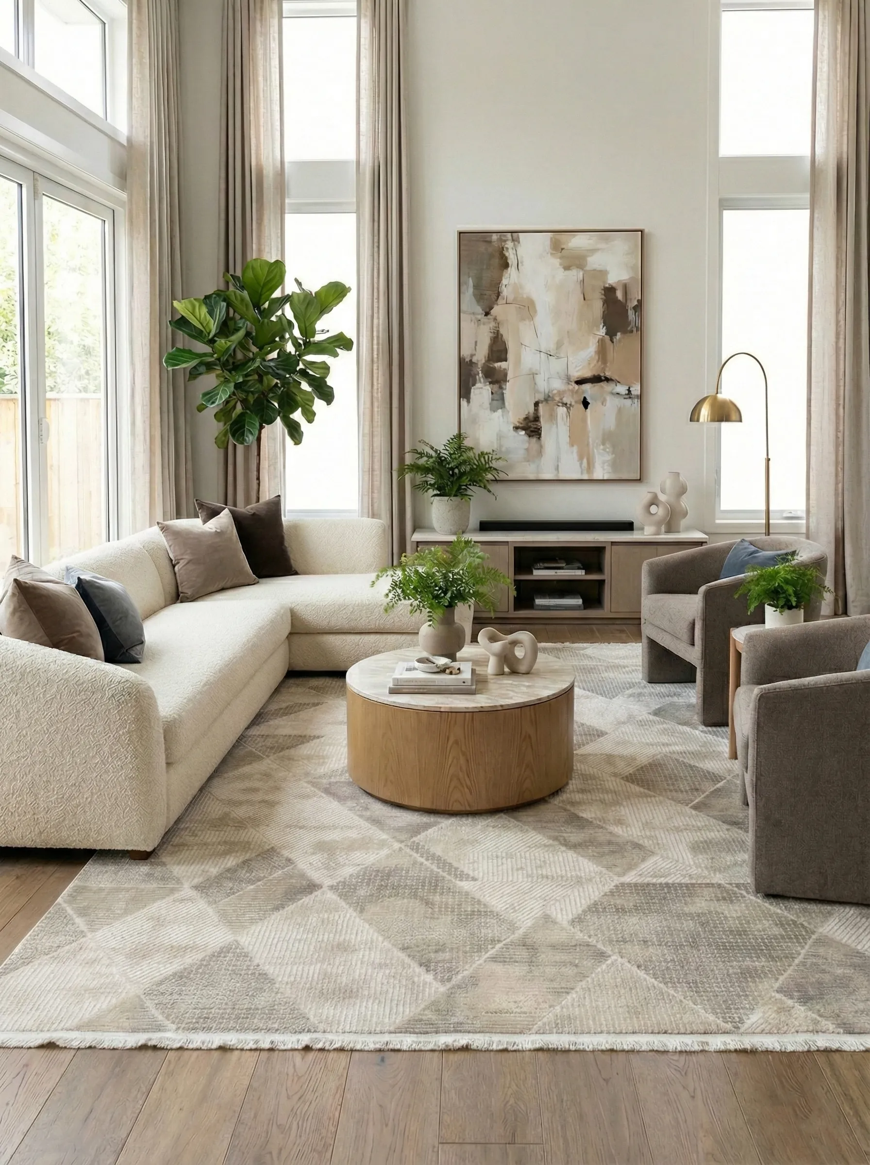 Premium Seri Kahverengi Akrilik Jüt Taban Doğal Halı Yolluk Oturma Odası Halı Salon Halısı 1731A