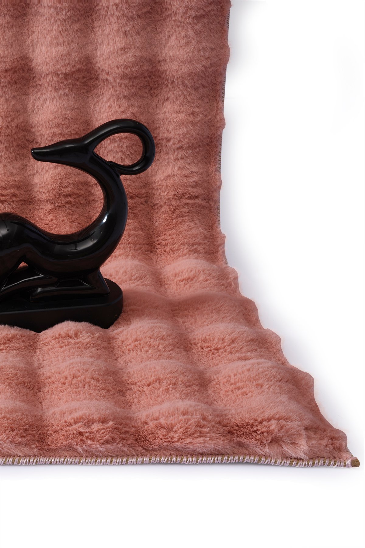 Rose Tavşan Tüyü Yumuşak Bubble Kaymaz Özel Taban Peluş Halı Yolluk