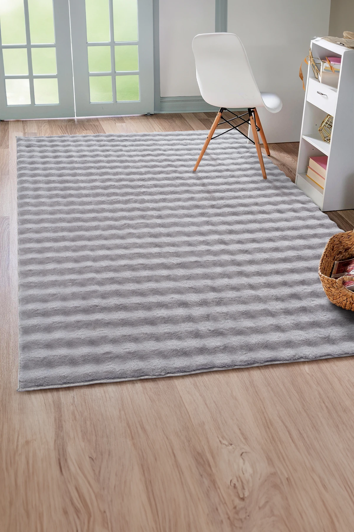 Gümüş Yumuşak Bubble Kaymaz Özel Taban Peluş Halı Yolluk