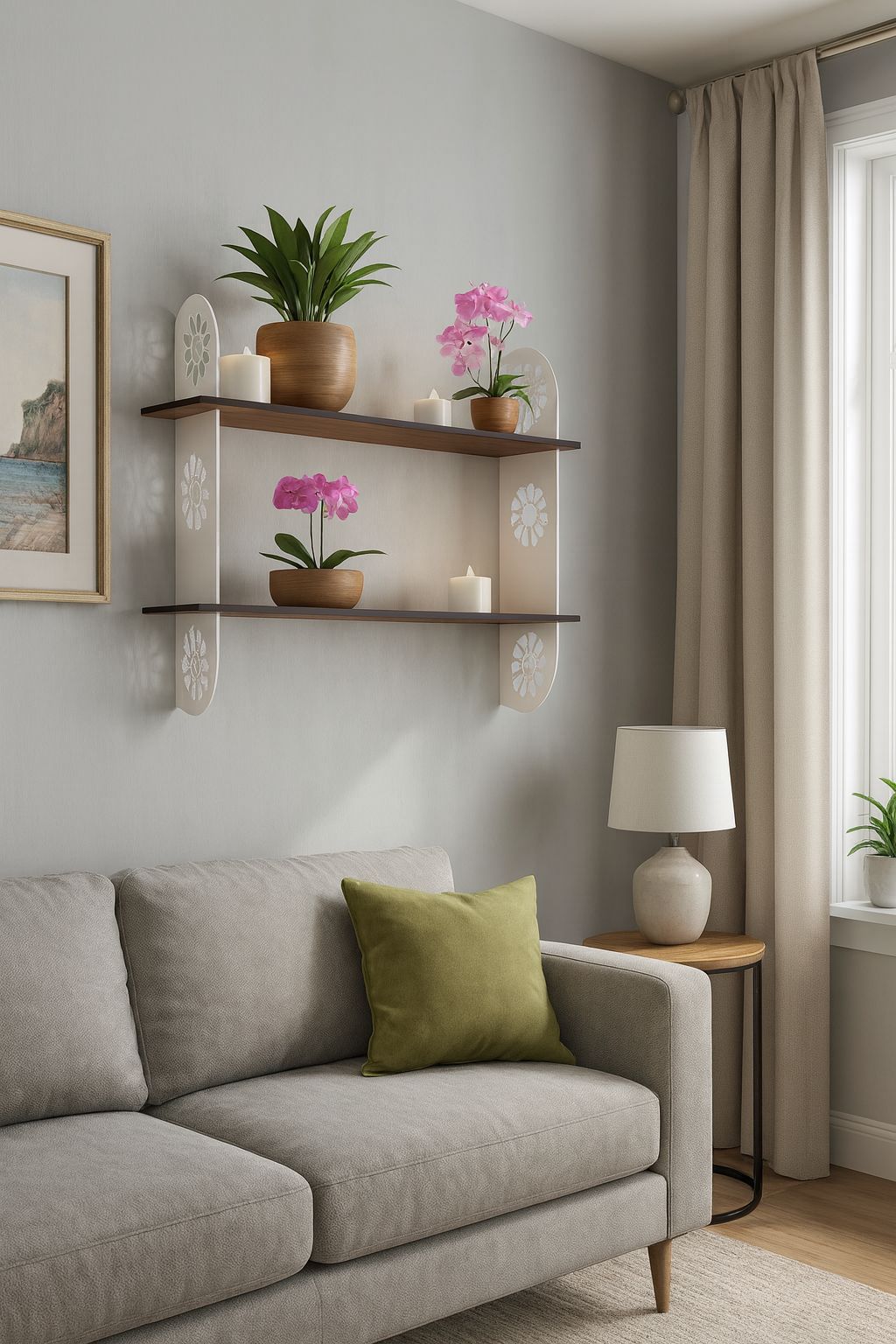 Flora Dekoratif Duvar Rafı 2li