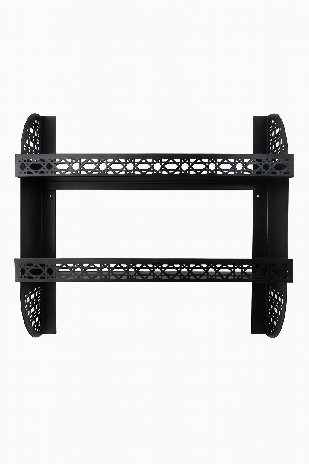 Metal Desenli Duvar Rafı – 2 Katlı, Siyah