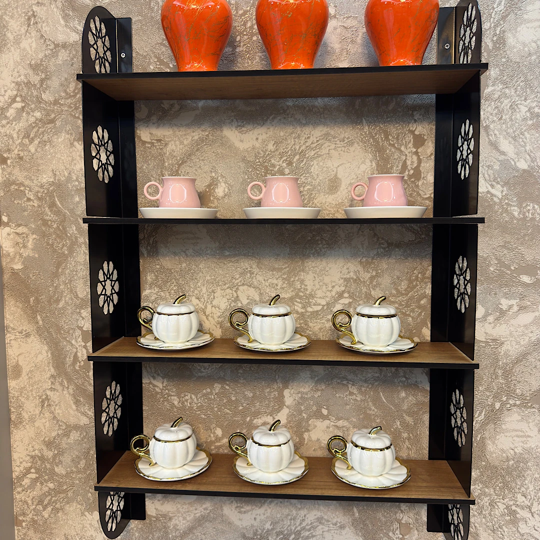 Dekoratif duvar rafı 4 kat