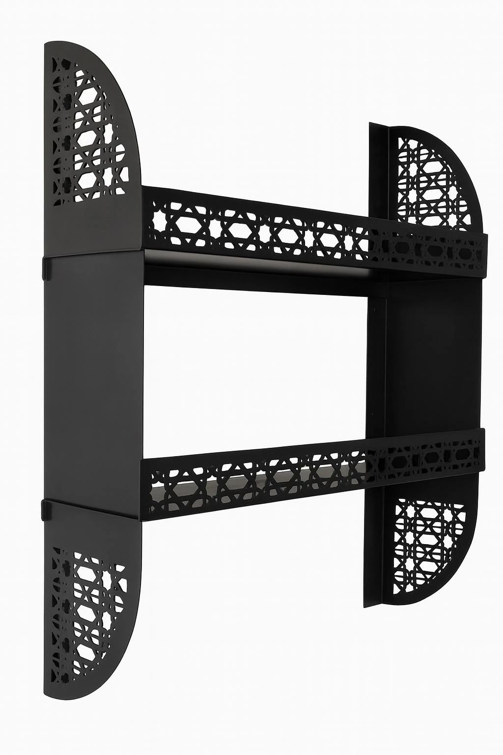 Metal Desenli Duvar Rafı – 2 Katlı, Siyah