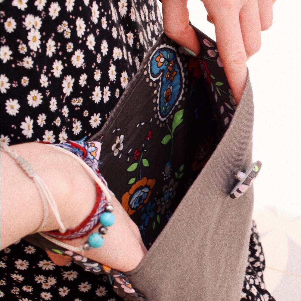 Handcrafted Granny Bag (Slate Grey)