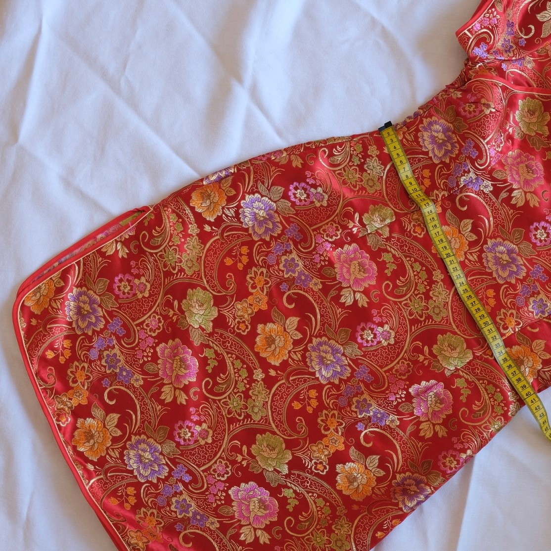 Vintage Red Qipao – Brocade Floral 