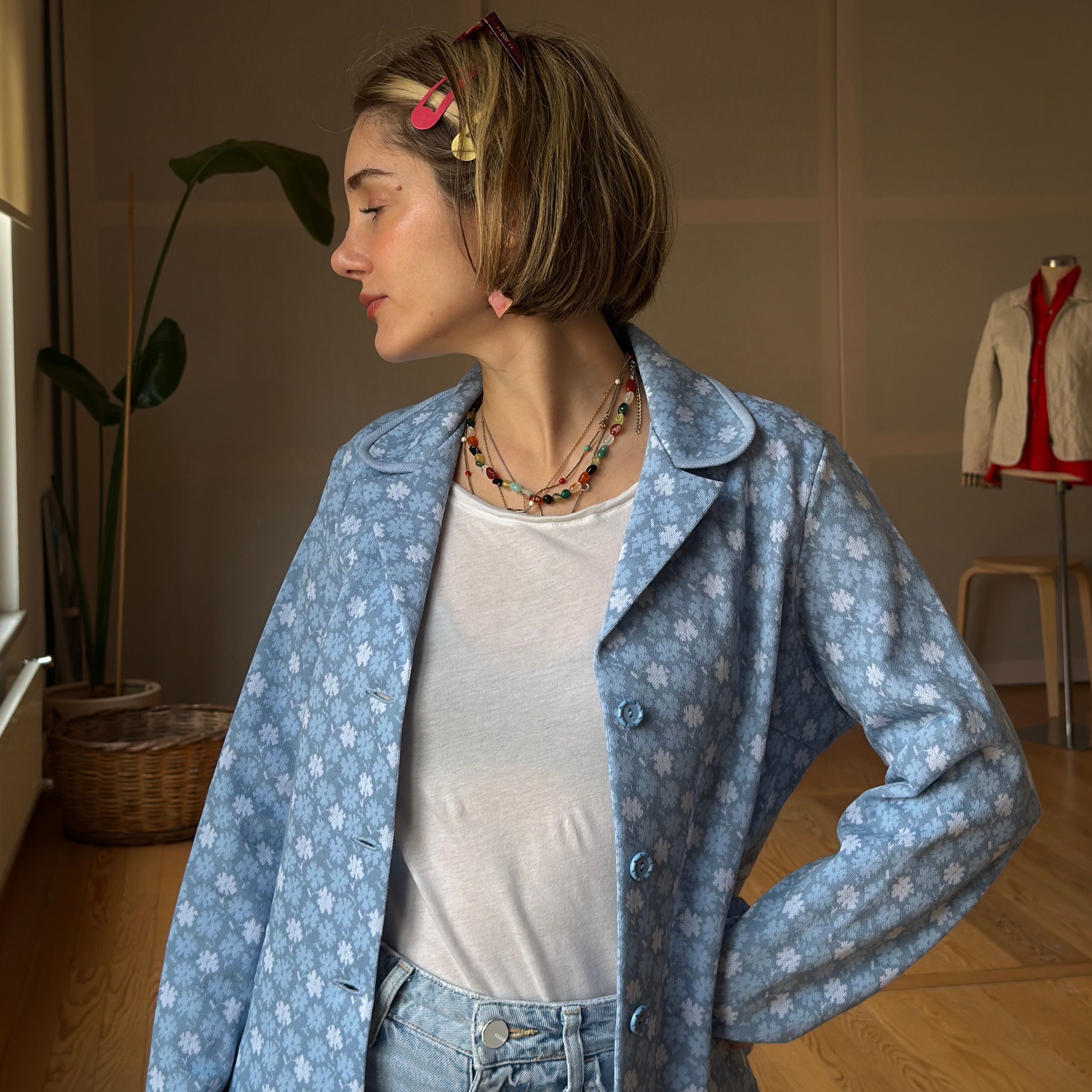 Blue Bloom Retro Jacket