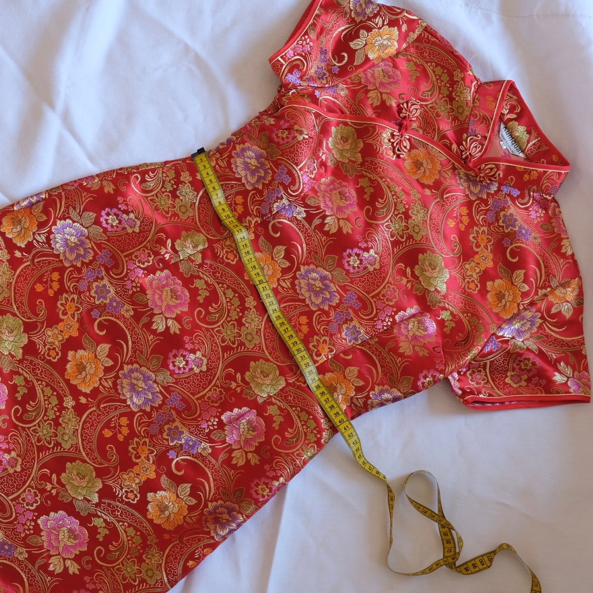 Vintage Red Qipao – Brocade Floral 
