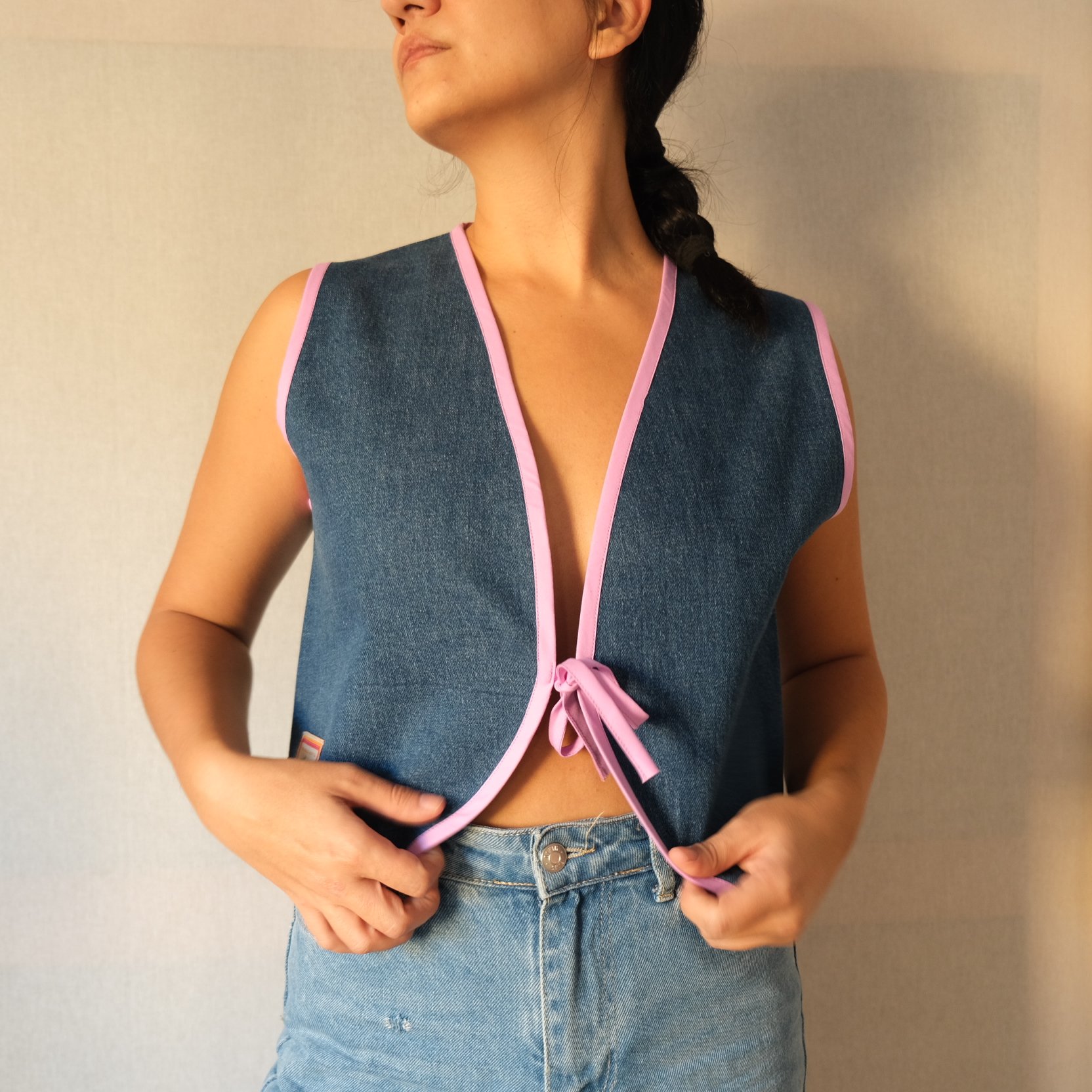 Denim Contrast Vest