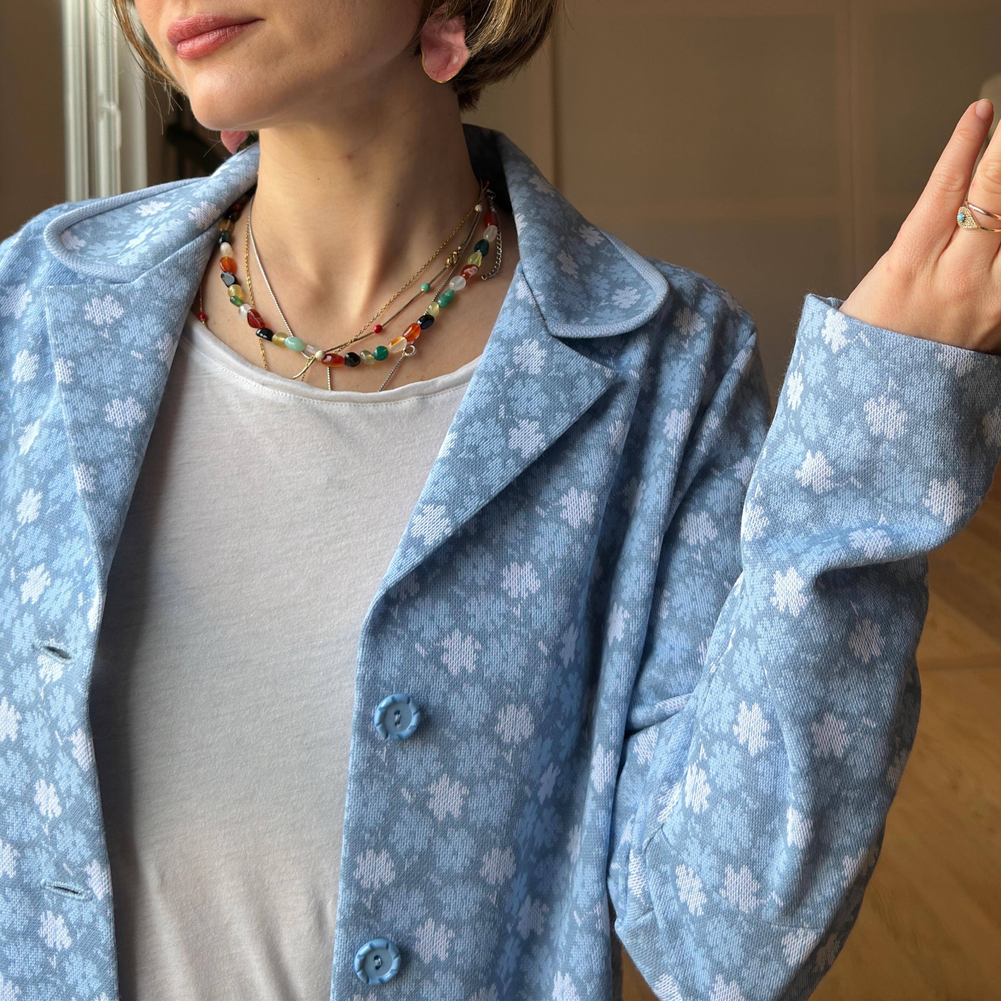 Blue Bloom Retro Jacket