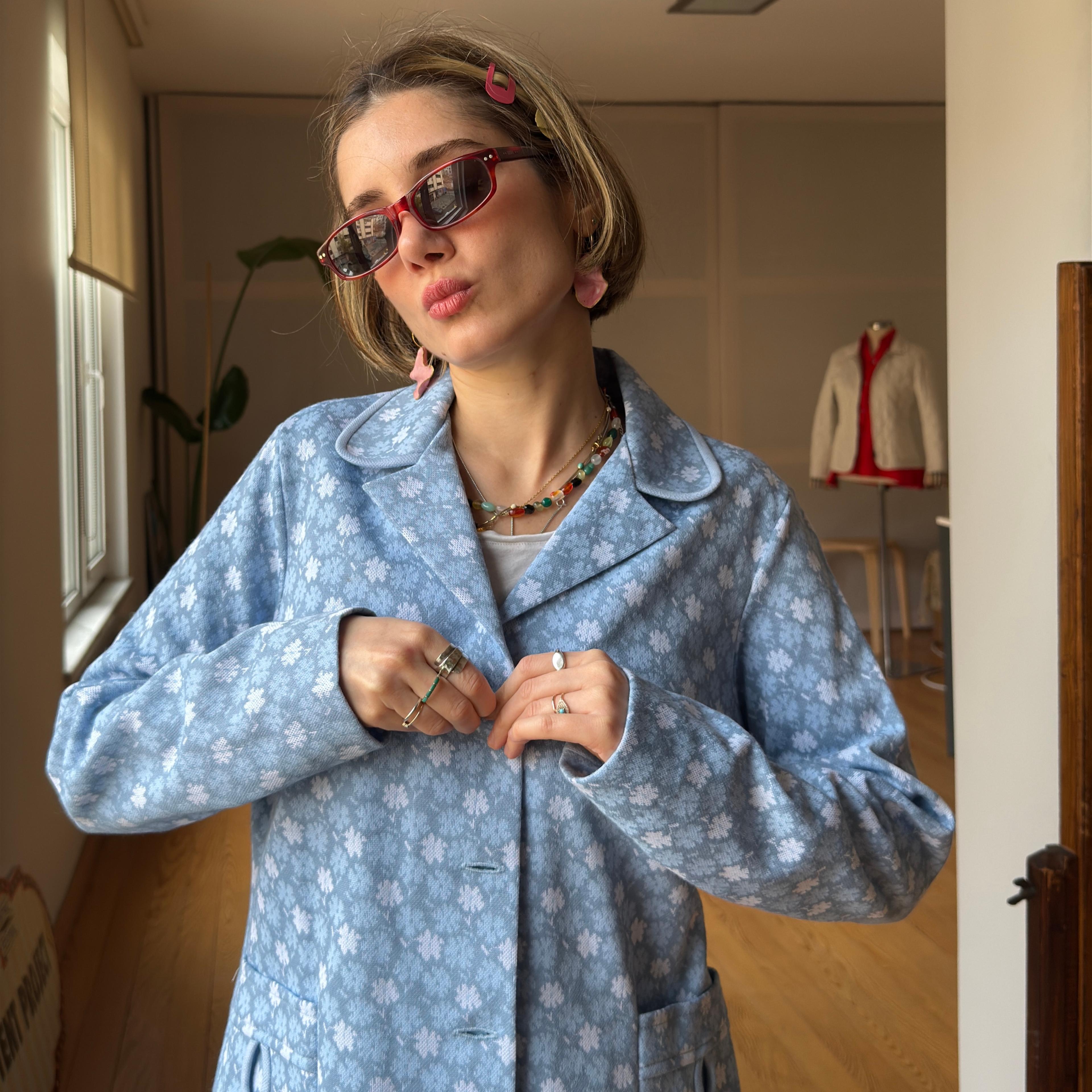 Blue Bloom Retro Jacket