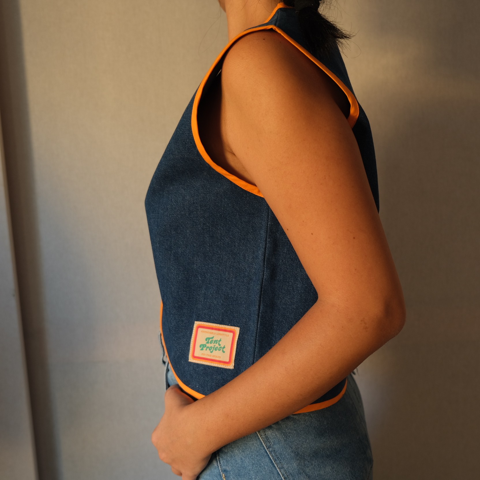 Denim Contrast Vest