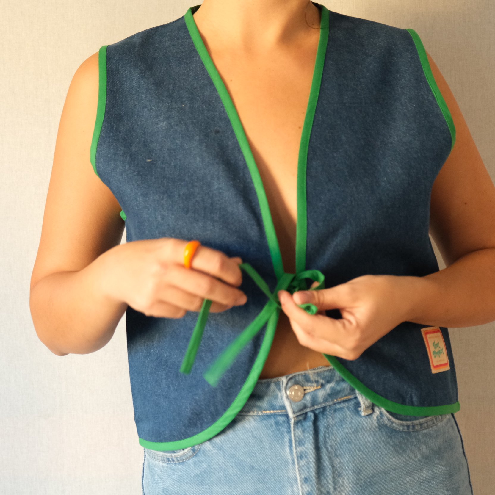 Denim Contrast Vest