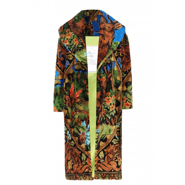 Geyik Desenli Antika Sertifikalı İpek Halı Palto