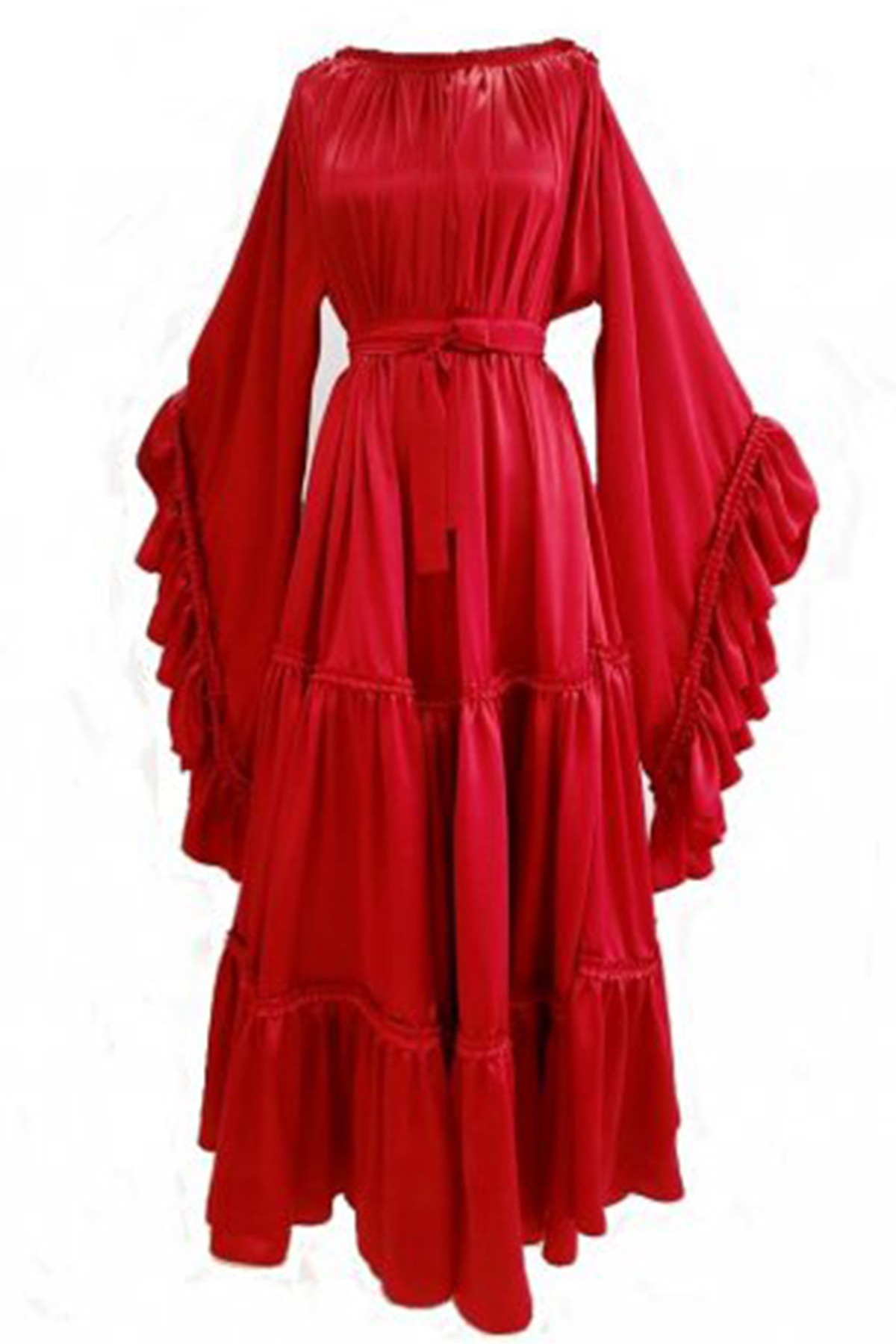 Bashaques' Kırmızı Funeral Of İpek Elbise (Sipariş Üzerine Dikilir)