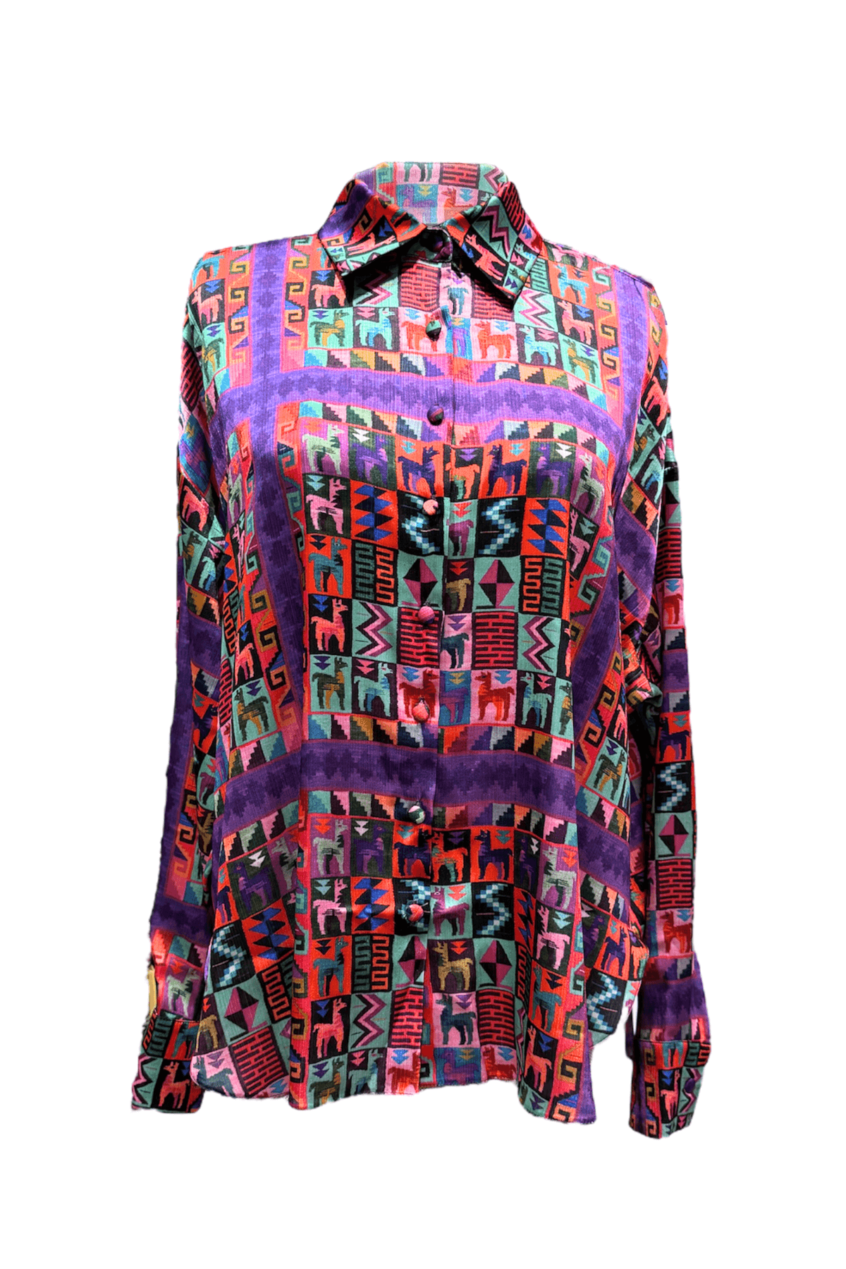 Inka Calendar Print Satin Shirt