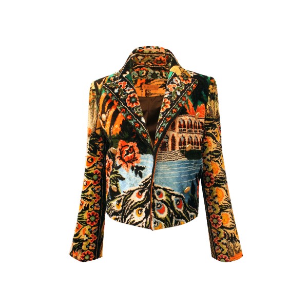Peacock Patterned Silk Woven Jacket Special Edition & Single Piece (Special Order-Custom Made)