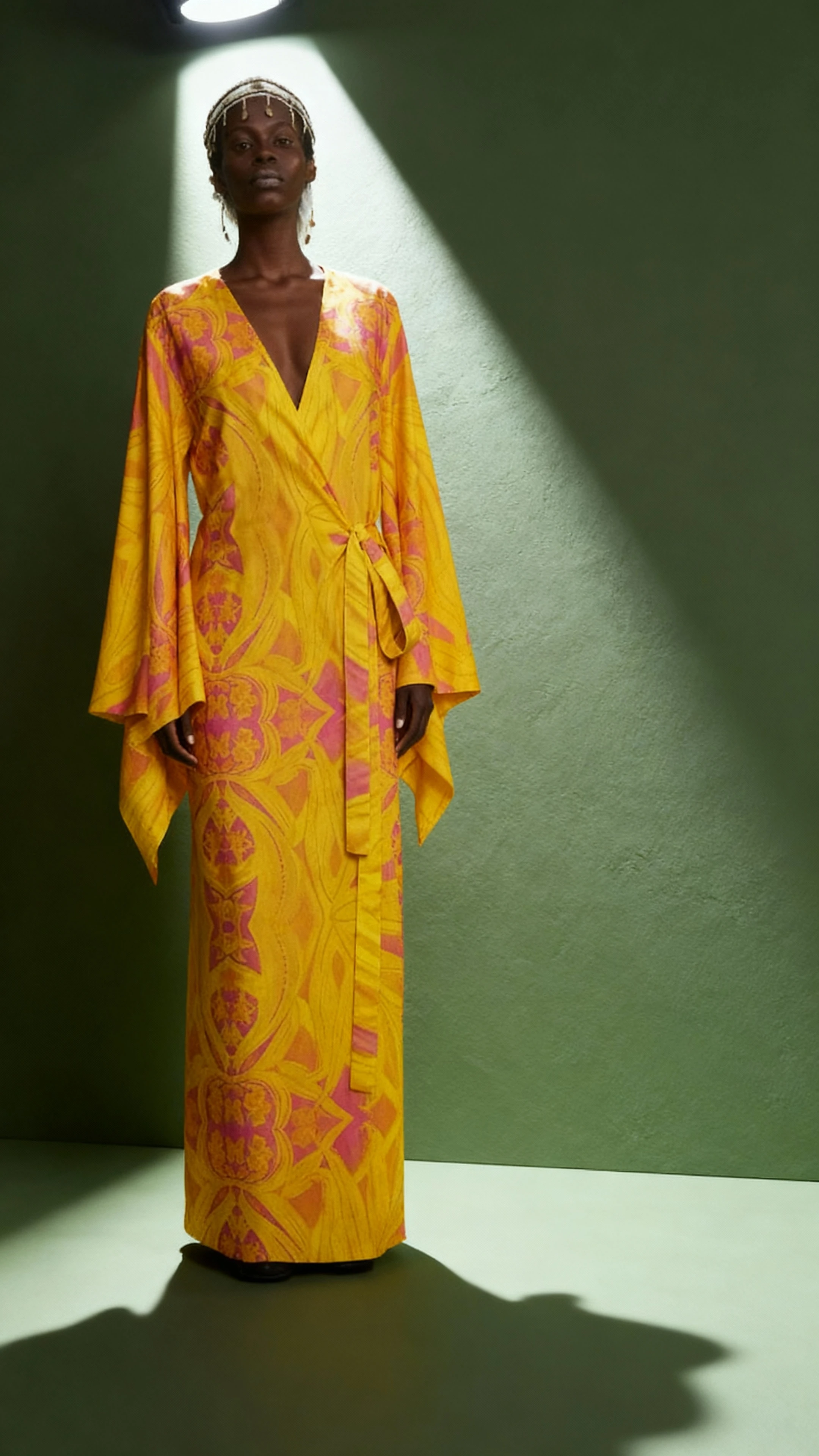 Bashaques Passion Fruit %100 Twill Silk Kimono Dress