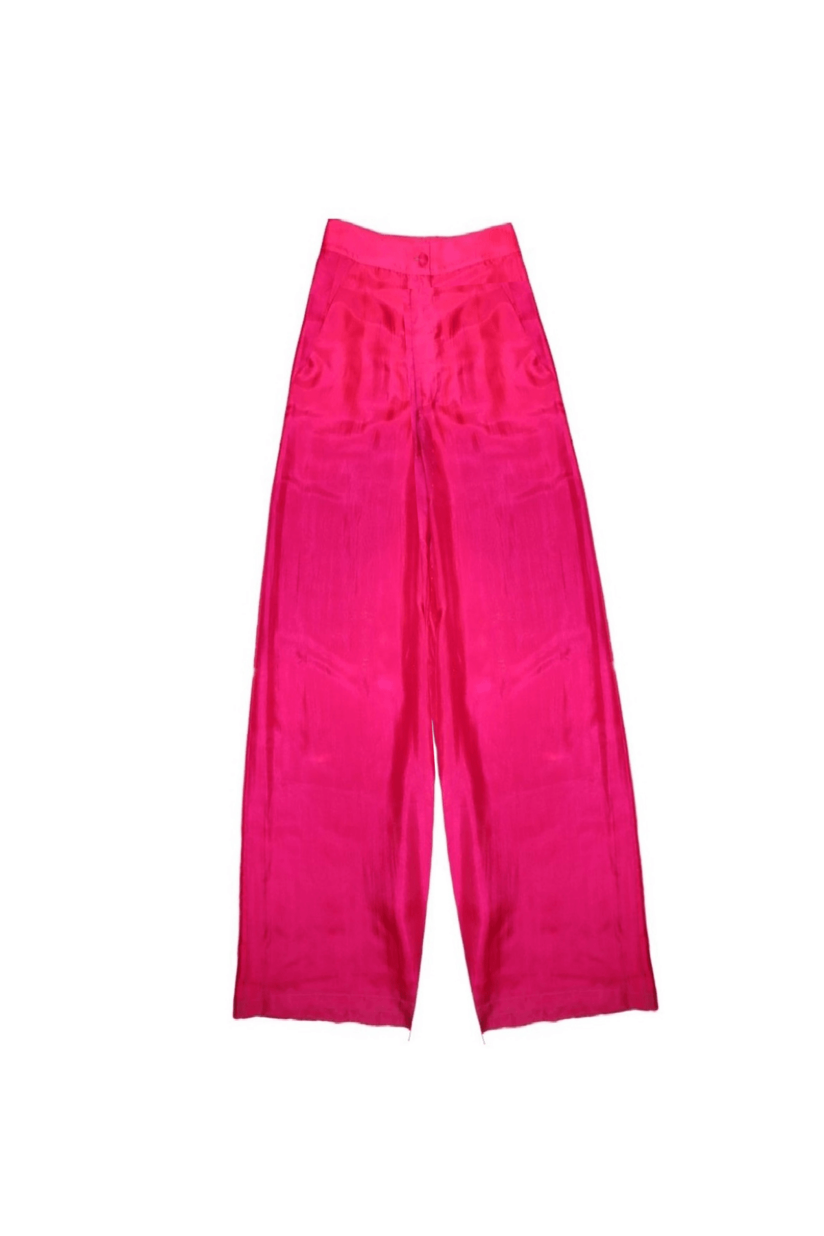 Fuchsia Lotus Silk Wide-Leg Trousers