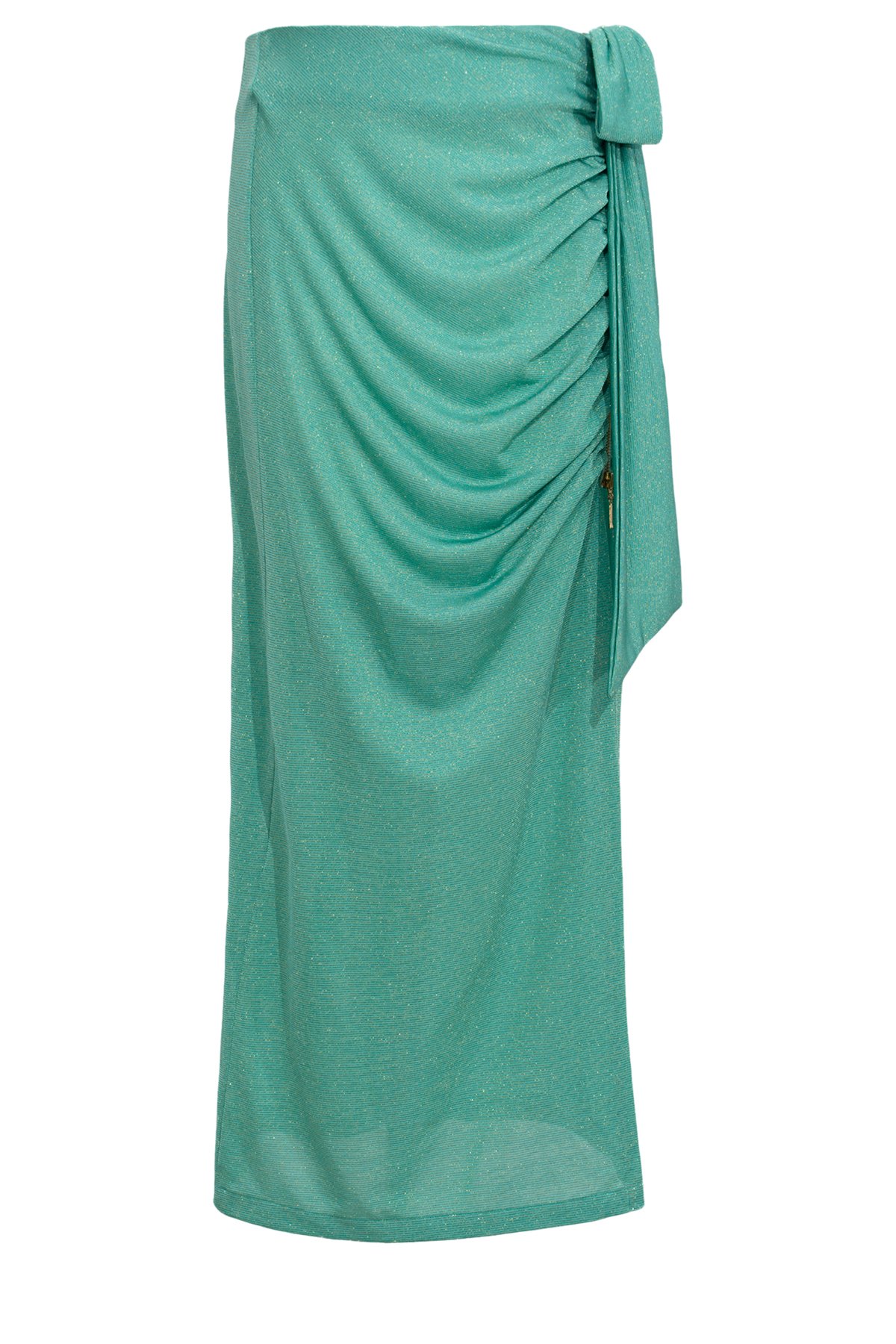 Green Shiny Zippered Skirt