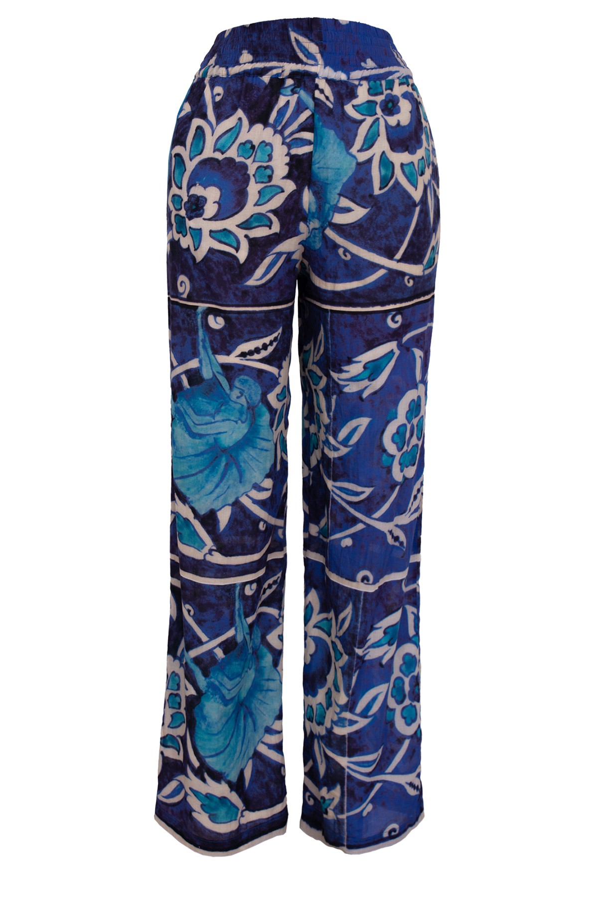 Tile Pattern Voile Trousers With Waistband