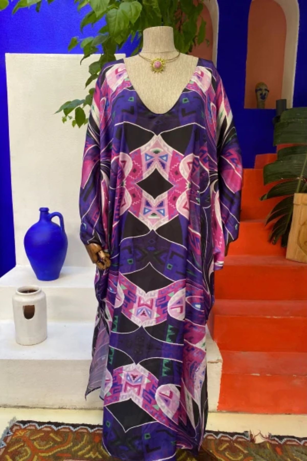 Purple Sulca Pattern Dress