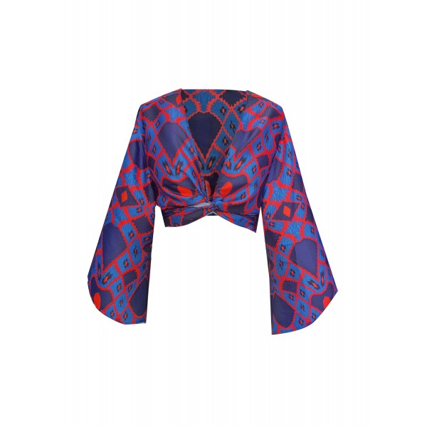 Wayuu One Size Top - Tie-Up Satin Blouse (Special Order-Custom Made)